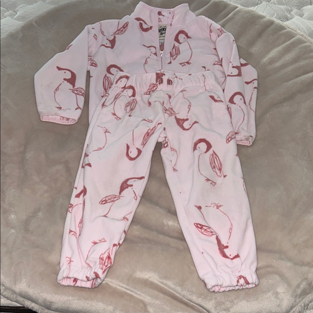 Carter's Pink Penguin Fleece Matching Set